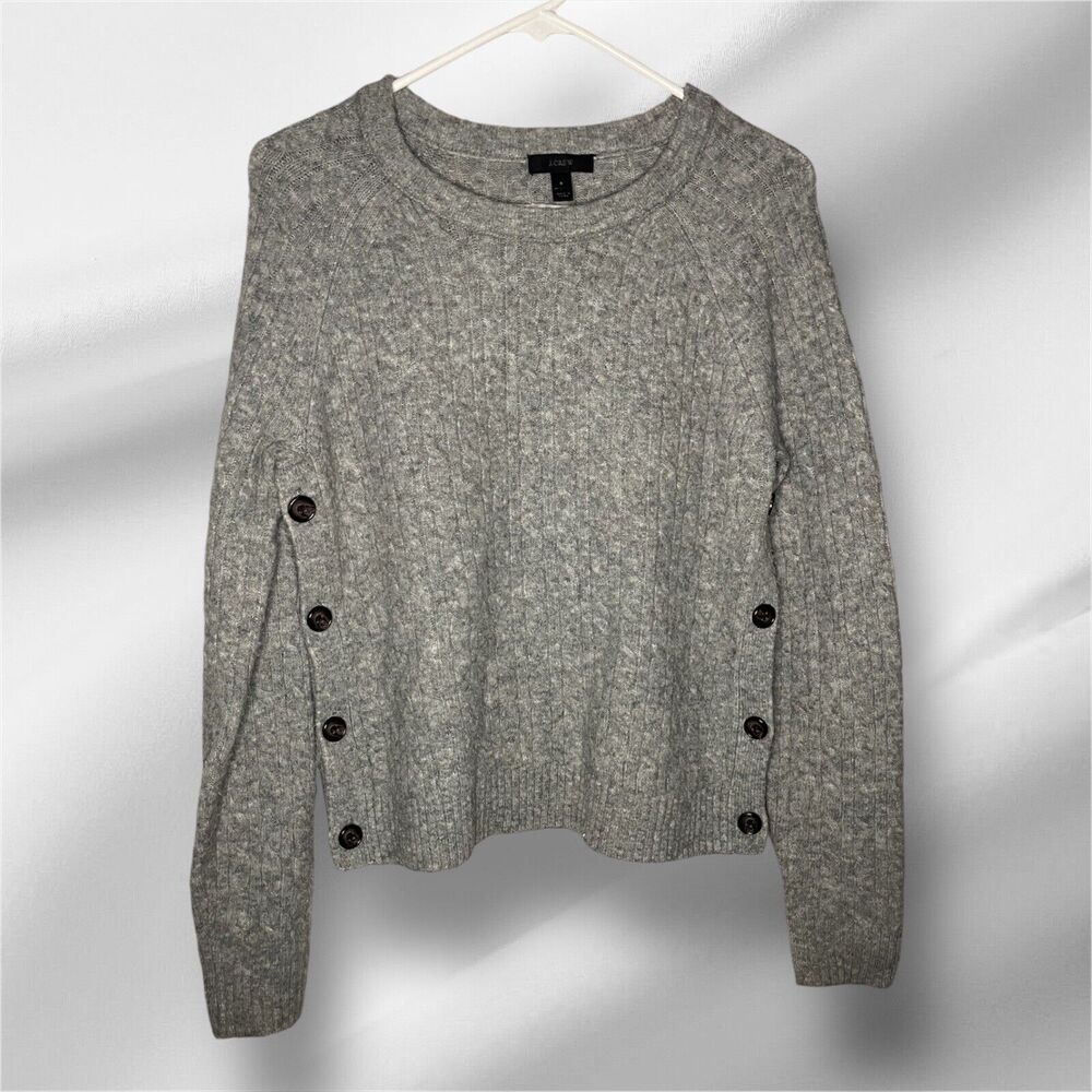J Crew Knit Womens S Sweater Chunky Cable Fisherman Cardigan Wool Blend Button